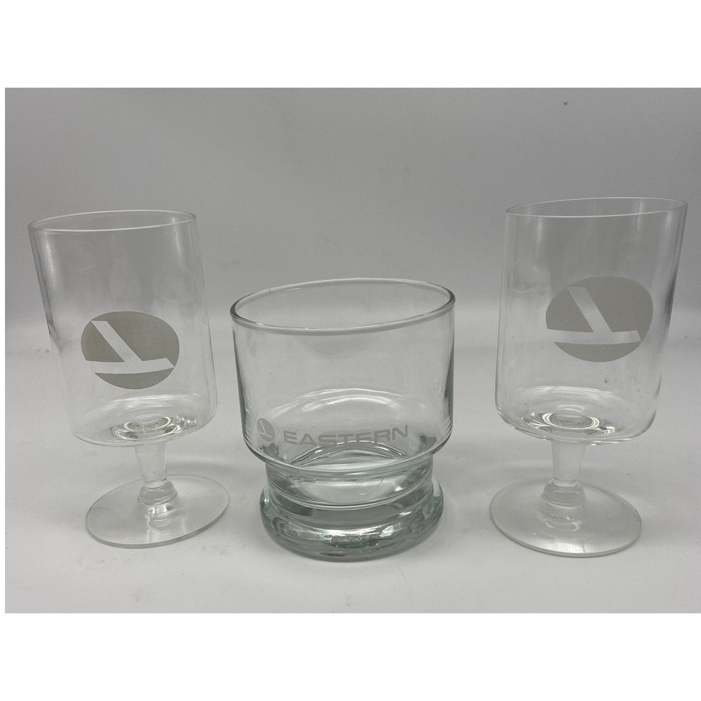 VTG Eastern Airlines Glassware Set 3 First Class Cabin Juice and a Whiskey Glass